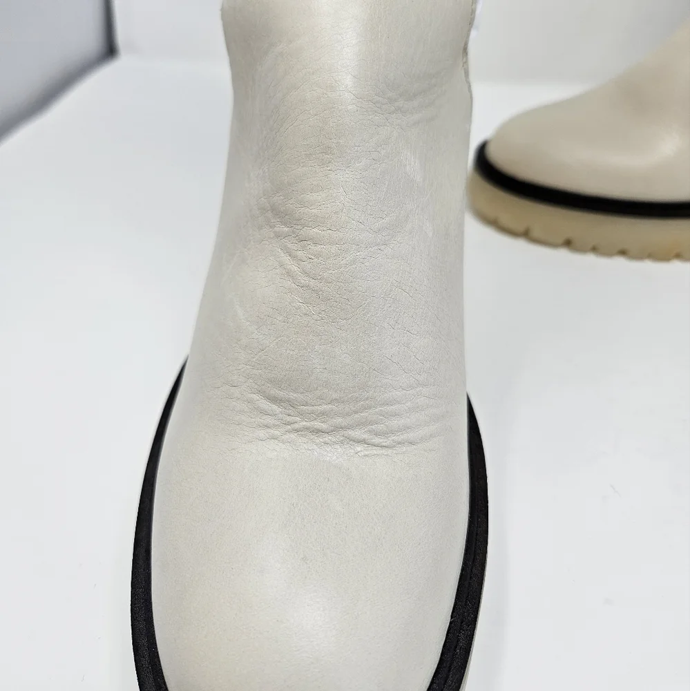 Free People Jesse Cut-Out Ivory Leather Platform Ankle Boots Sz 8 & 9 Boho - Picture 14 of 16